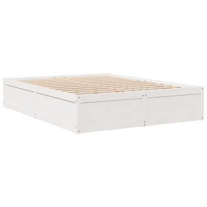 Bed with Mattress White 140x200 cm Solid Wood Pine