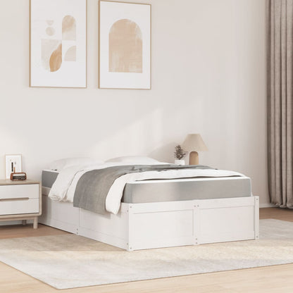 Bed with Mattress White 120x200 cm Solid Wood Pine