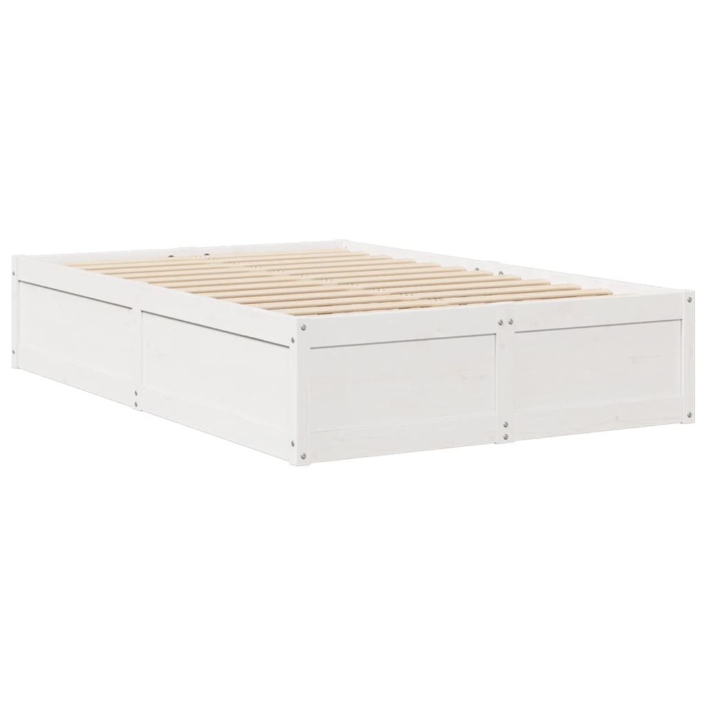Bed with Mattress White 120x200 cm Solid Wood Pine
