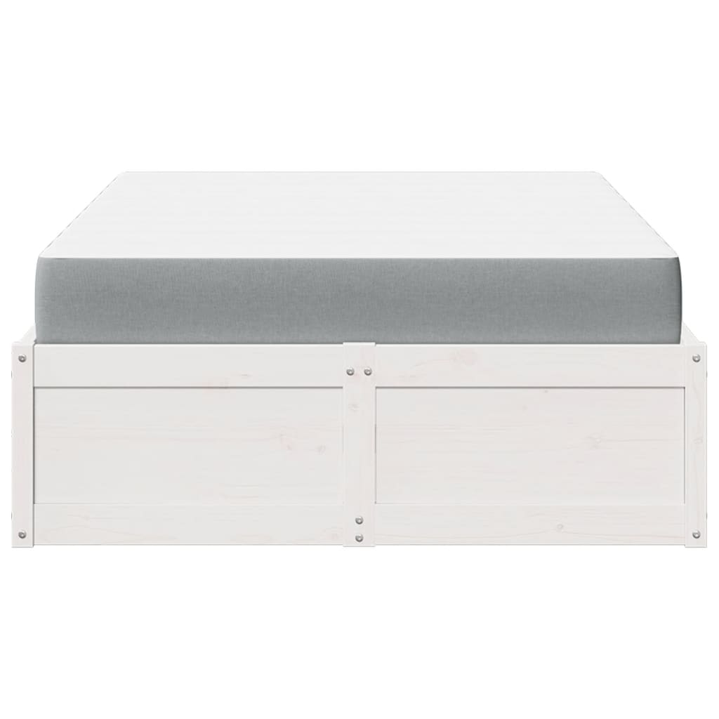 Bed with Mattress White 120x200 cm Solid Wood Pine