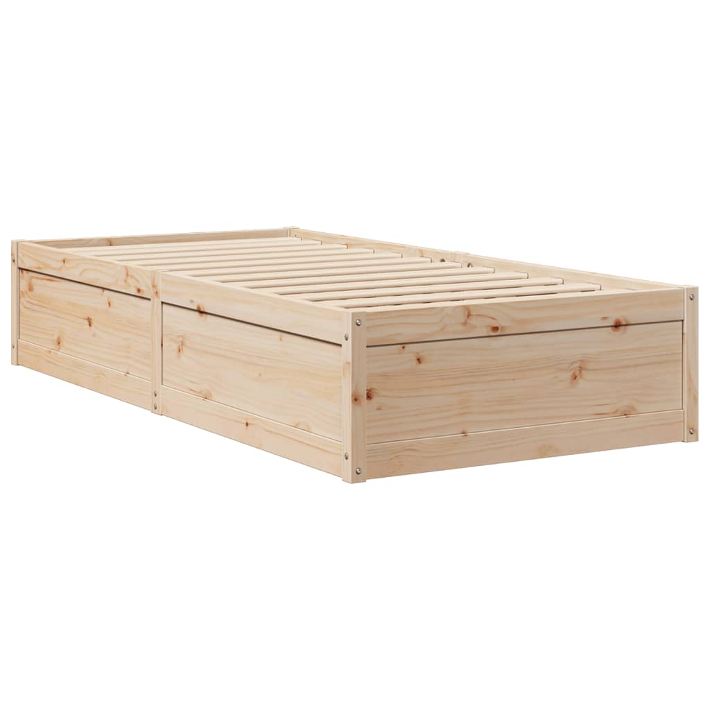 Bed with Mattress 100x200 cm Solid Wood Pine