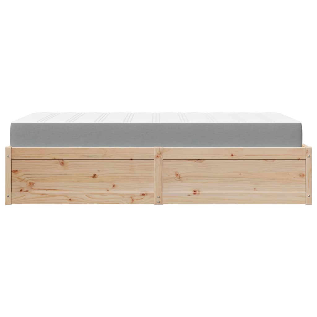 Bed with Mattress 100x200 cm Solid Wood Pine
