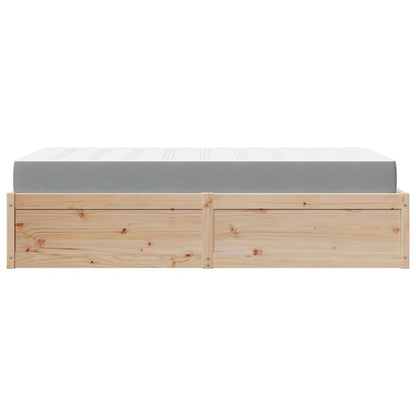 Bed with Mattress 100x200 cm Solid Wood Pine