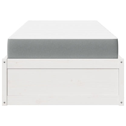 Bed with Mattress White 100x200 cm Solid Wood Pine