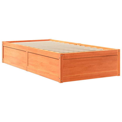 Bed with Mattress Wax Brown 100x200 cm Solid Wood Pine