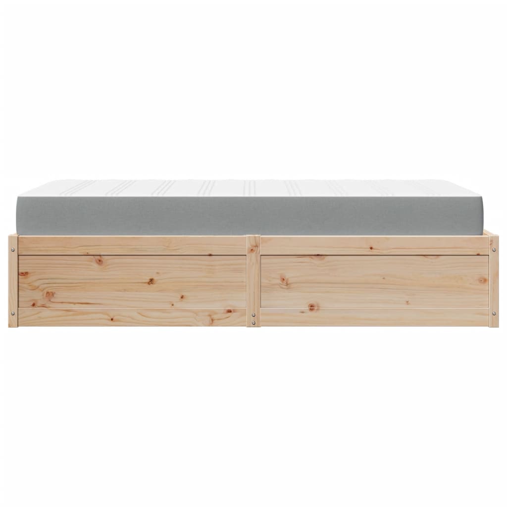 Bed with Mattress 90x200 cm Solid Wood Pine