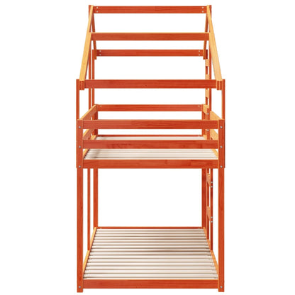 Bunk Bed without Mattress Wax Brown 75x190 cm Small Single Solid Wood Pine