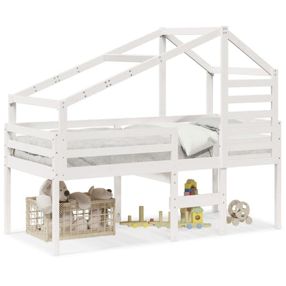 High Sleeper Bed without Mattress White 90x200 cm Solid Wood Pine