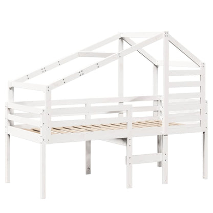 High Sleeper Bed without Mattress White 90x200 cm Solid Wood Pine