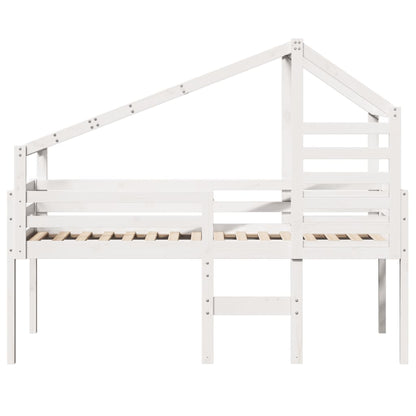 High Sleeper Bed without Mattress White 90x200 cm Solid Wood Pine