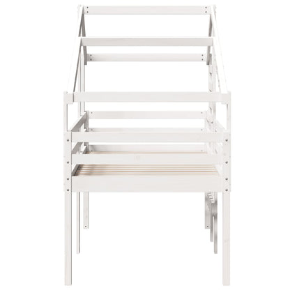High Sleeper Bed without Mattress White 90x200 cm Solid Wood Pine