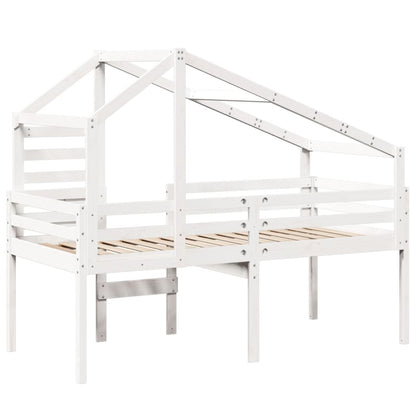 High Sleeper Bed without Mattress White 90x200 cm Solid Wood Pine