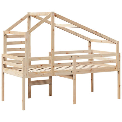 High Sleeper Bed without Mattress 90x190 cm Single Solid Wood Pine