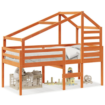 High Sleeper Bed without Mattress Wax Brown 90x190 cm Single Solid Wood Pine