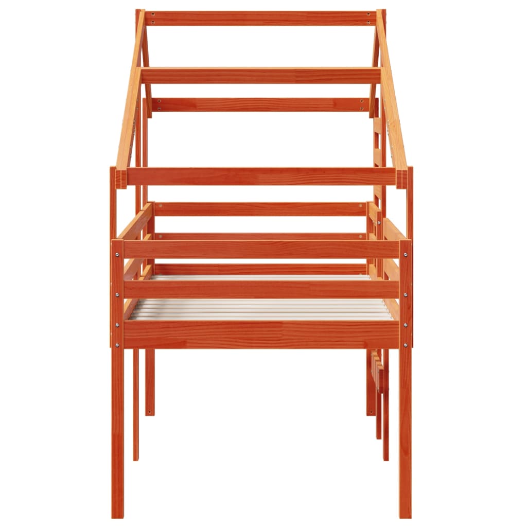 High Sleeper Bed without Mattress Wax Brown 90x190 cm Single Solid Wood Pine