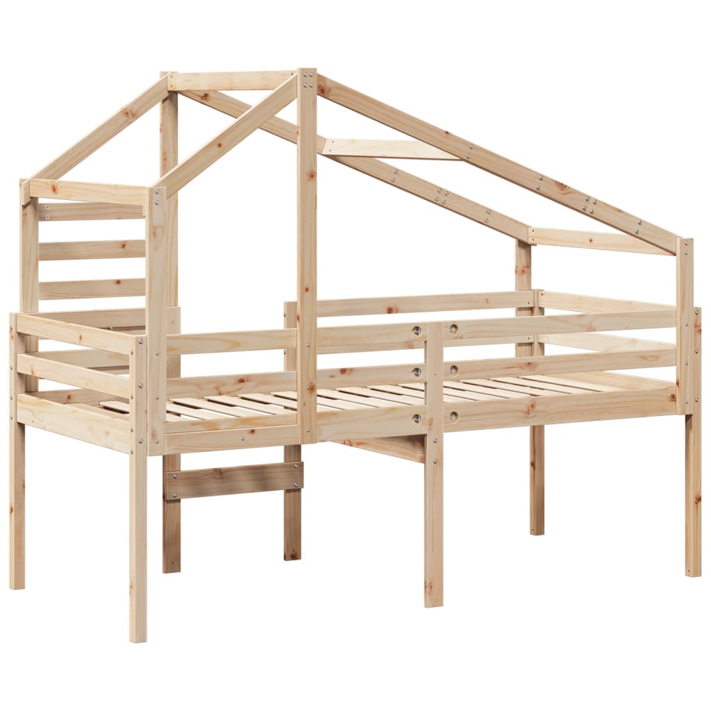 High Sleeper Bed without Mattress 75x190 cm Small Single Solid Wood Pine