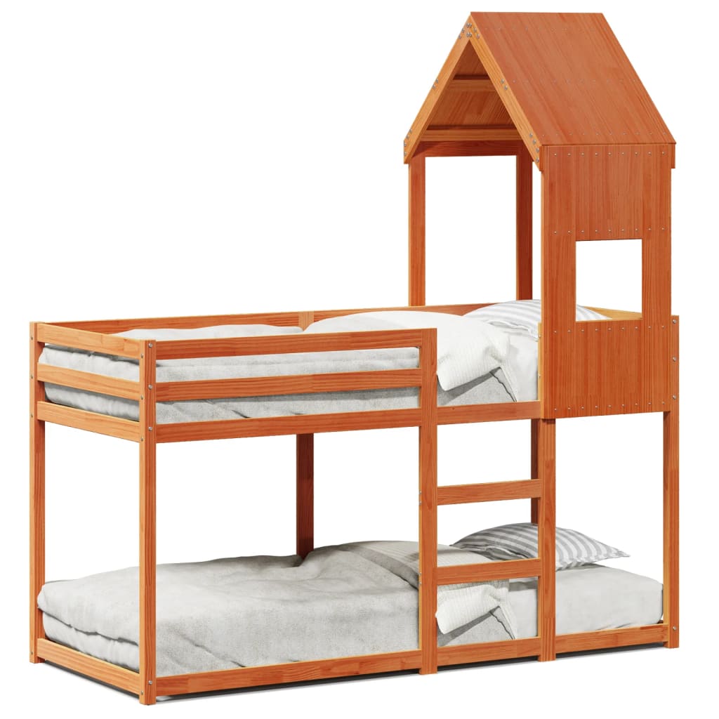 Bunk Bed without Mattress Wax Brown 75x190 cm Small Single Solid Wood Pine