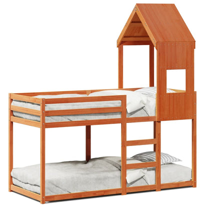 Bunk Bed without Mattress Wax Brown 75x190 cm Small Single Solid Wood Pine