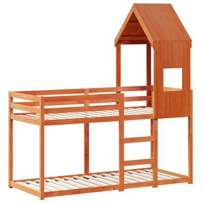 Bunk Bed without Mattress Wax Brown 75x190 cm Small Single Solid Wood Pine