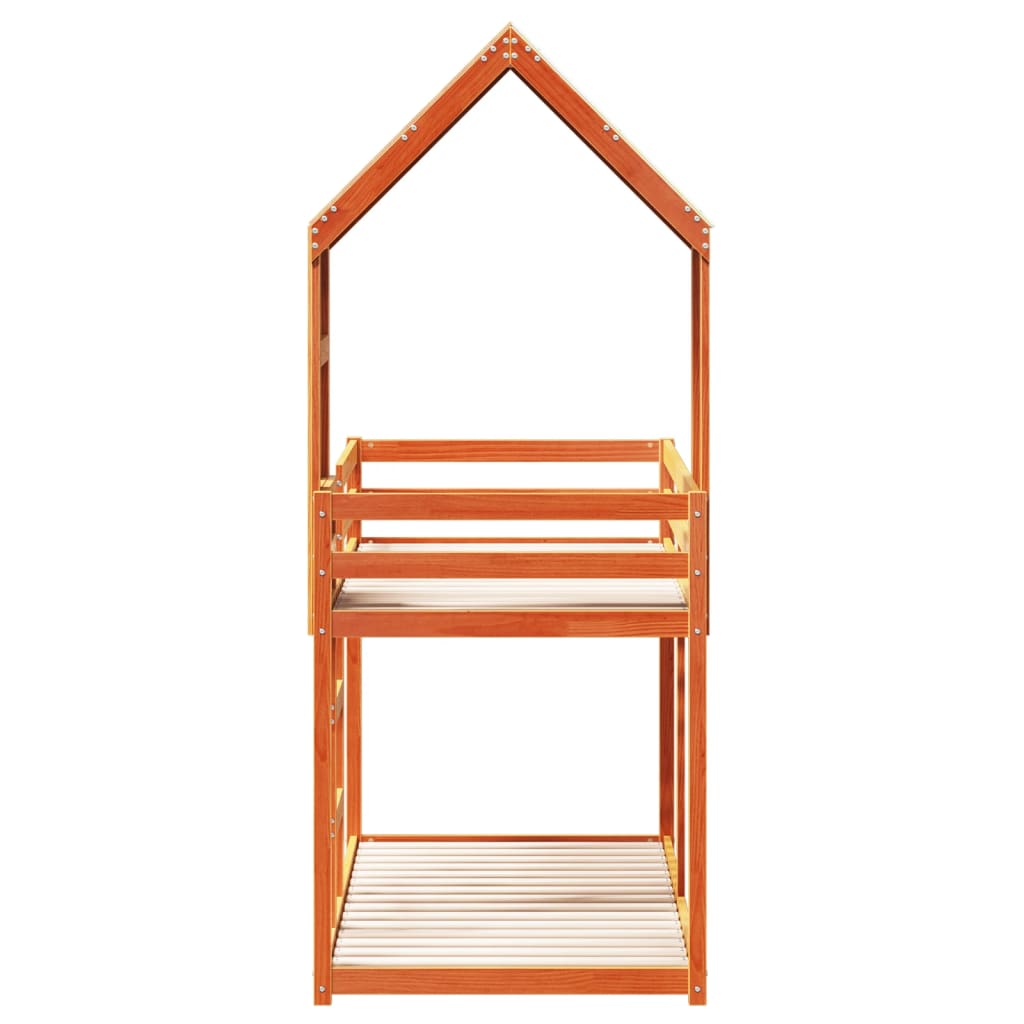 Bunk Bed without Mattress Wax Brown 75x190 cm Small Single Solid Wood Pine