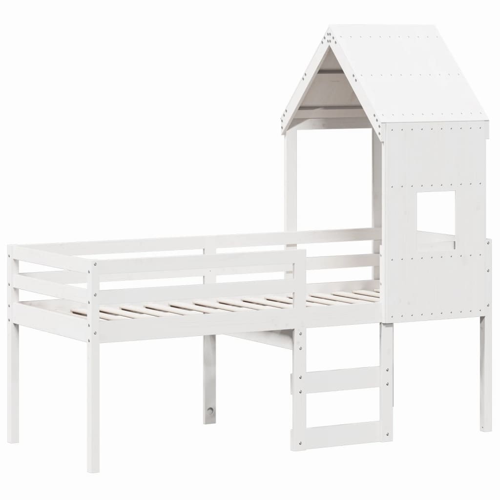 High Sleeper Bed without Mattress White 80x200 cm Solid Wood Pine