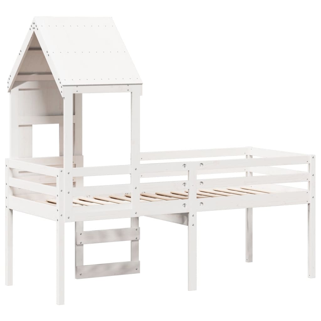 High Sleeper Bed without Mattress White 80x200 cm Solid Wood Pine
