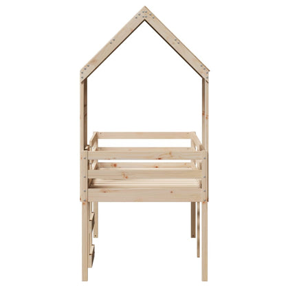 High Sleeper Bed without Mattress 90x200 cm Solid Wood Pine