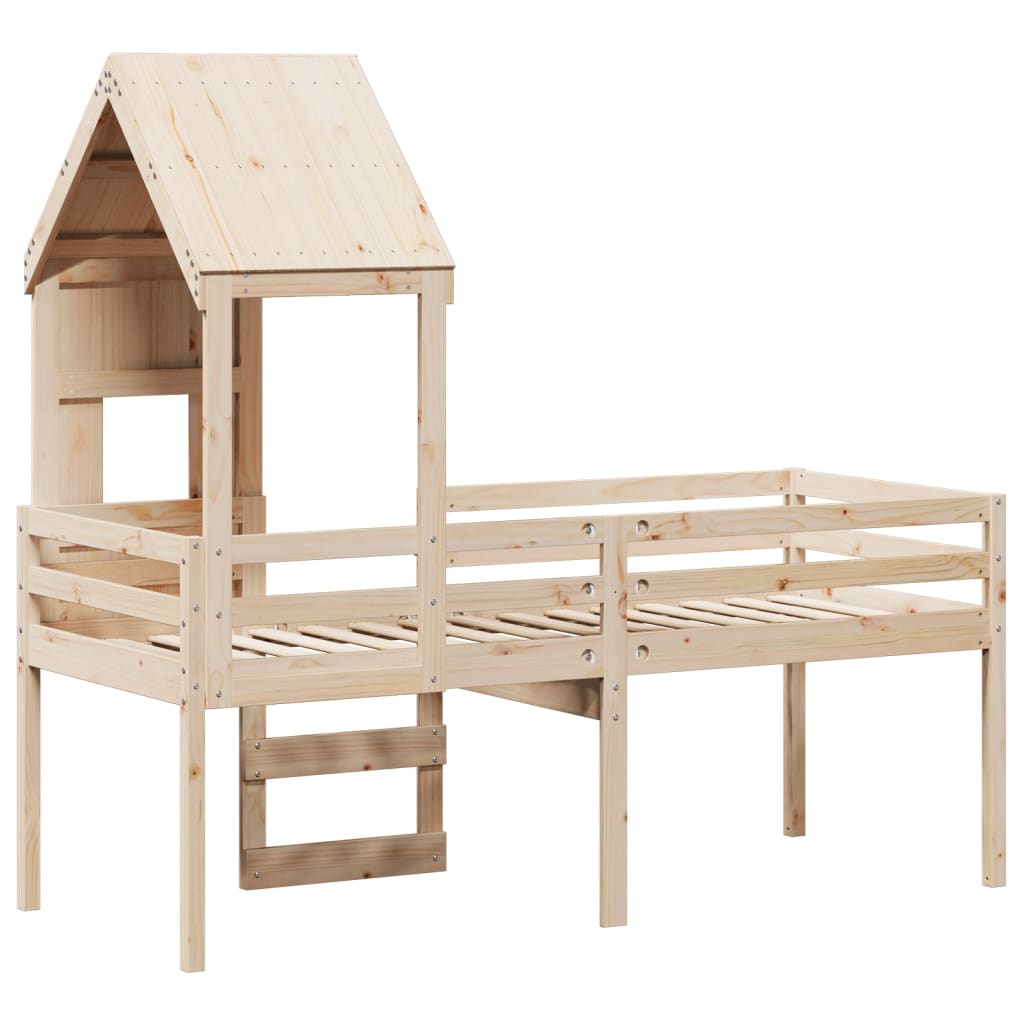 High Sleeper Bed without Mattress 90x200 cm Solid Wood Pine