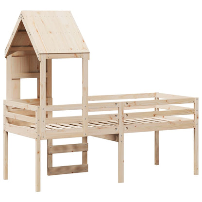 High Sleeper Bed without Mattress 90x200 cm Solid Wood Pine