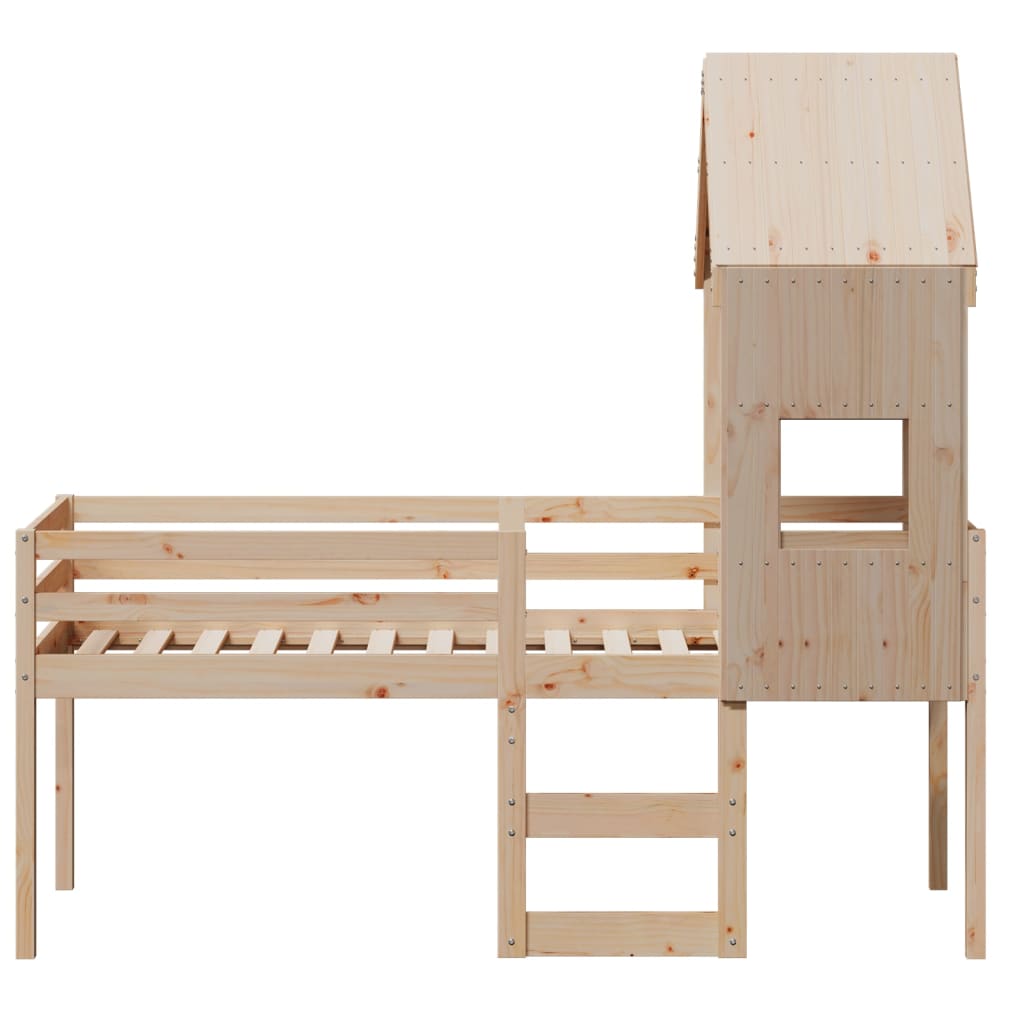 High Sleeper Bed without Mattress 90x190 cm Single Solid Wood Pine