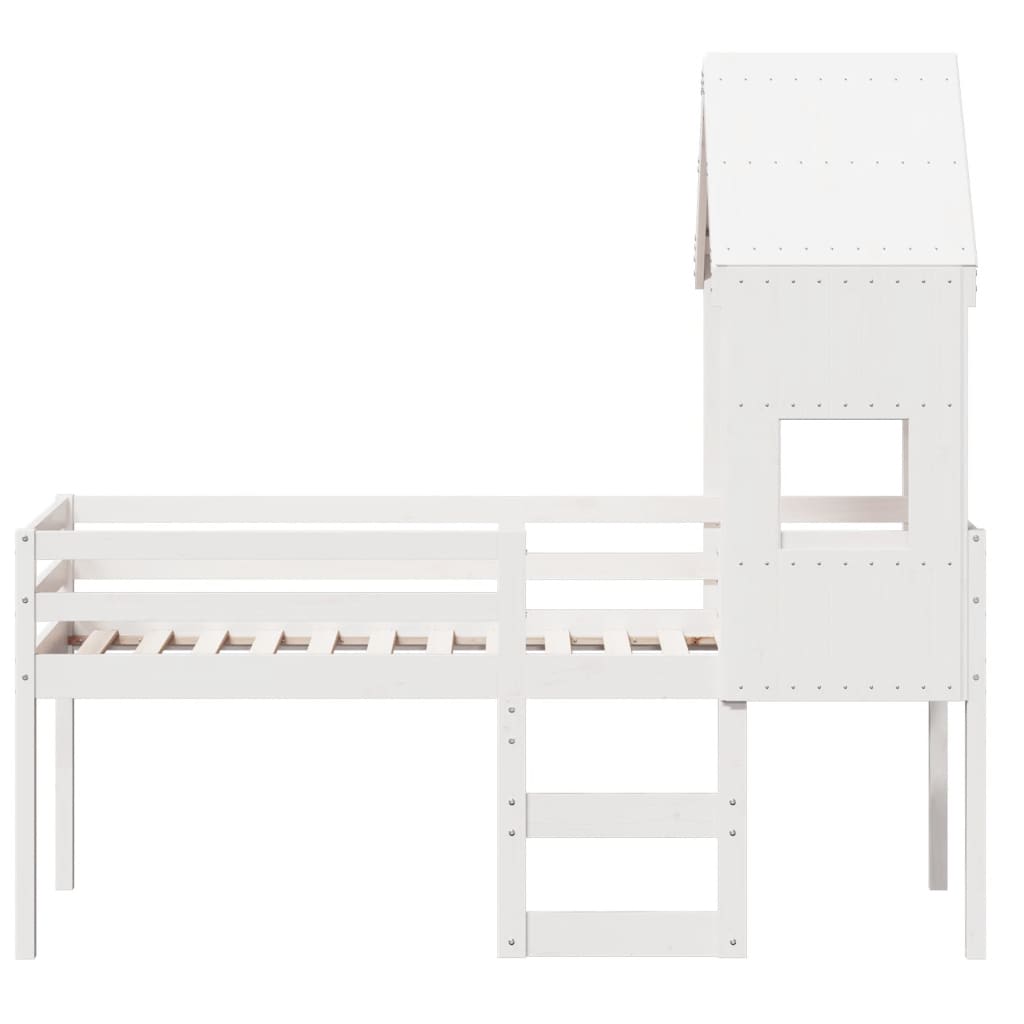 High Sleeper Bed without Mattress White 90x190 cm Single Solid Wood Pine