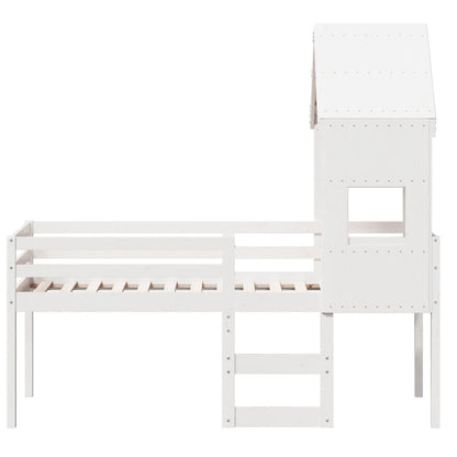 High Sleeper Bed without Mattress White 90x190 cm Single Solid Wood Pine