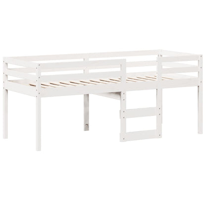High Sleeper Bed without Mattress White 90x190 cm Single Solid Wood Pine