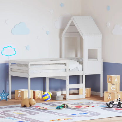 High Sleeper Bed without Mattress White 90x190 cm Single Solid Wood Pine