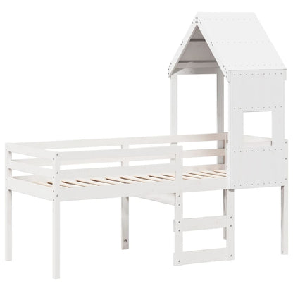 High Sleeper Bed without Mattress White 75x190 cm Small Single Solid Wood Pine
