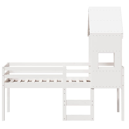 High Sleeper Bed without Mattress White 75x190 cm Small Single Solid Wood Pine