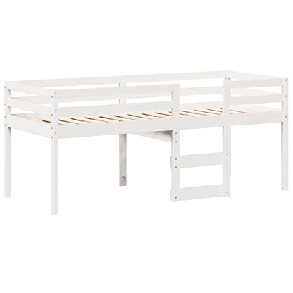 High Sleeper Bed without Mattress White 75x190 cm Small Single Solid Wood Pine