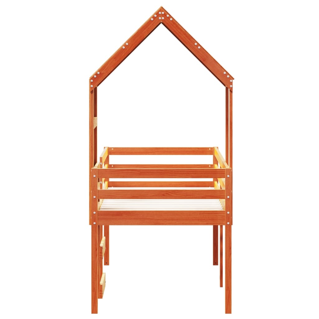 High Sleeper Bed without Mattress Wax Brown 75x190 cm Small Single Solid Wood Pine