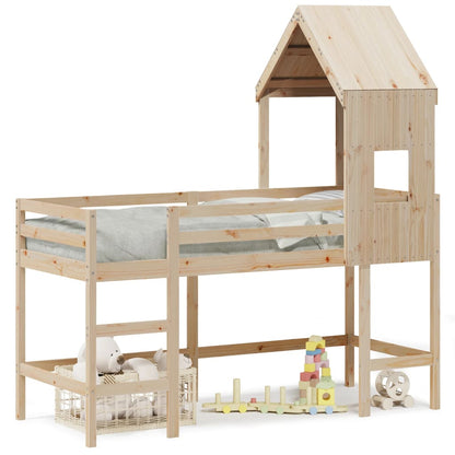 Loft Bed with Ladder and Roof without Mattress 80x200 cm