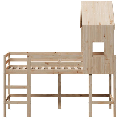 Loft Bed with Ladder and Roof without Mattress 80x200 cm