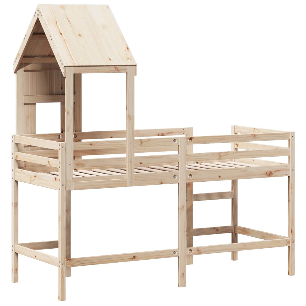 Loft Bed with Ladder and Roof without Mattress 80x200 cm