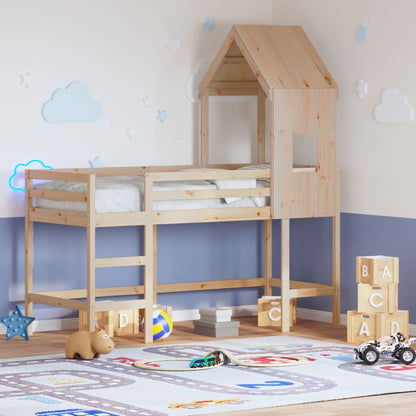 Loft Bed with Ladder and Roof without Mattress 90x200 cm