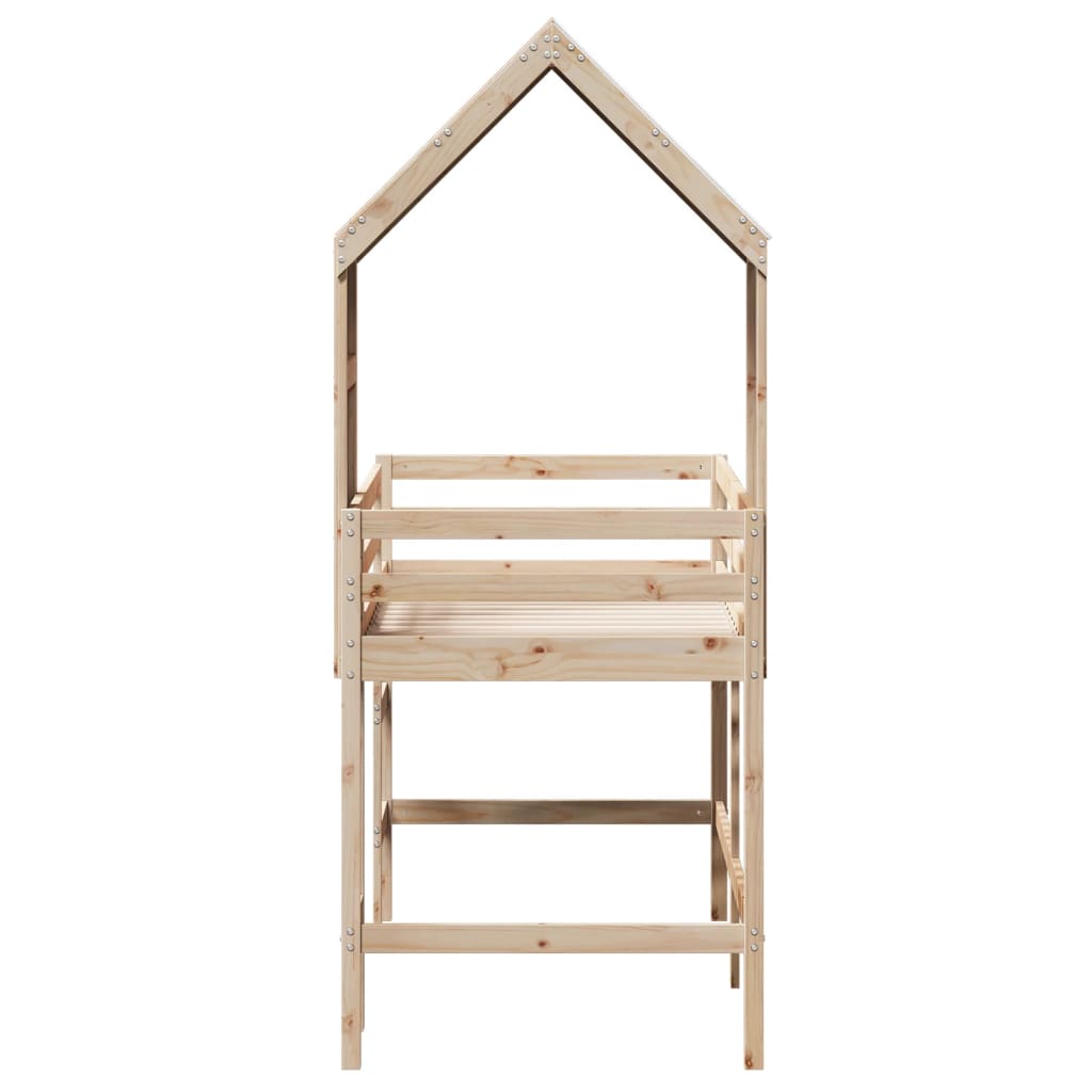 Loft Bed with Ladder and Roof without Mattress 90x190 cm Single