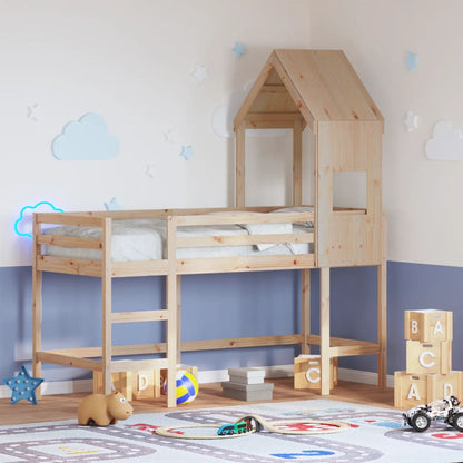 Loft Bed with Ladder and Roof without Mattress 90x190 cm Single