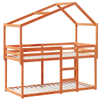 Bunk Bed without Mattress Wax Brown 75x190 cm Small Single Solid Wood Pine