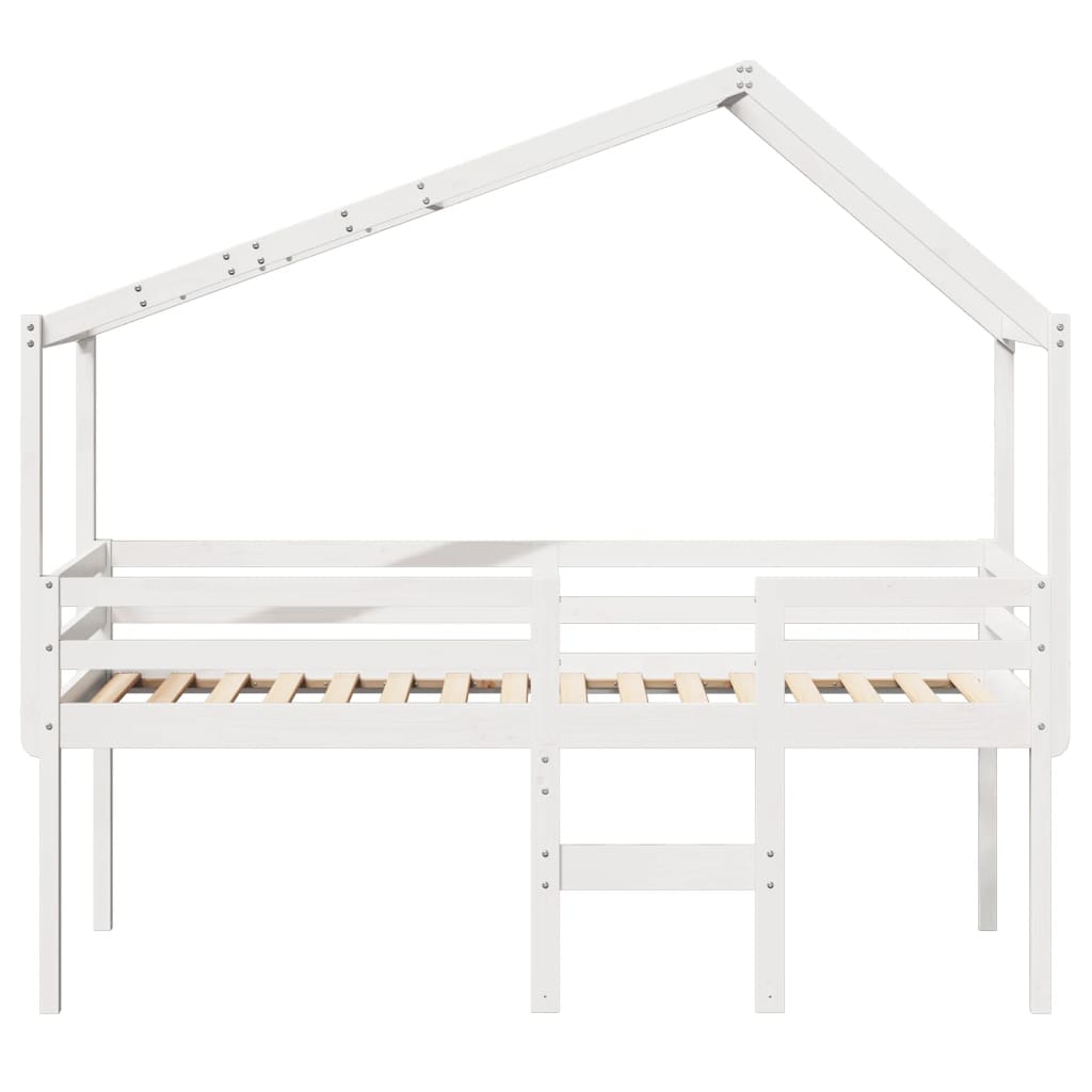 High Sleeper Bed without Mattress White 90x200 cm Solid Wood Pine
