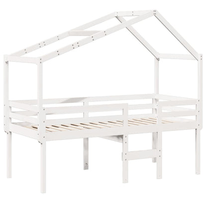 High Sleeper Bed without Mattress White 90x190 cm Single Solid Wood Pine
