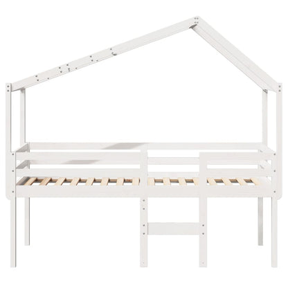High Sleeper Bed without Mattress White 90x190 cm Single Solid Wood Pine