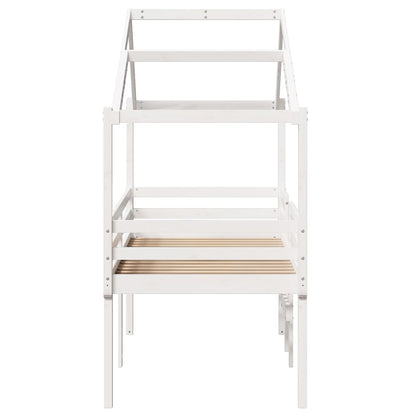High Sleeper Bed without Mattress White 90x190 cm Single Solid Wood Pine