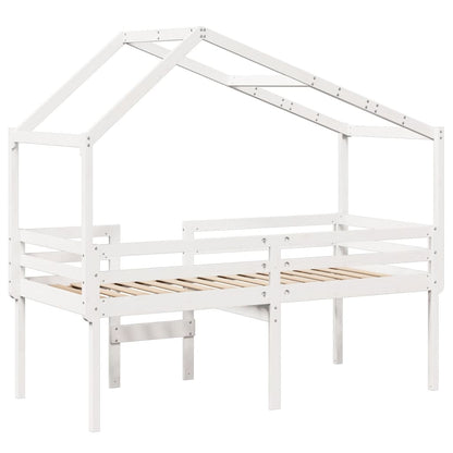 High Sleeper Bed without Mattress White 90x190 cm Single Solid Wood Pine